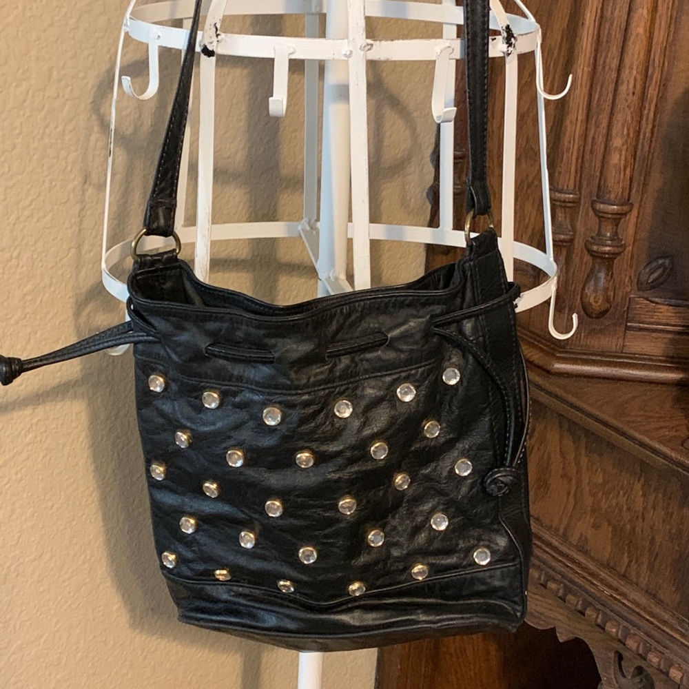 Retro black and rhinestone shoulder bag